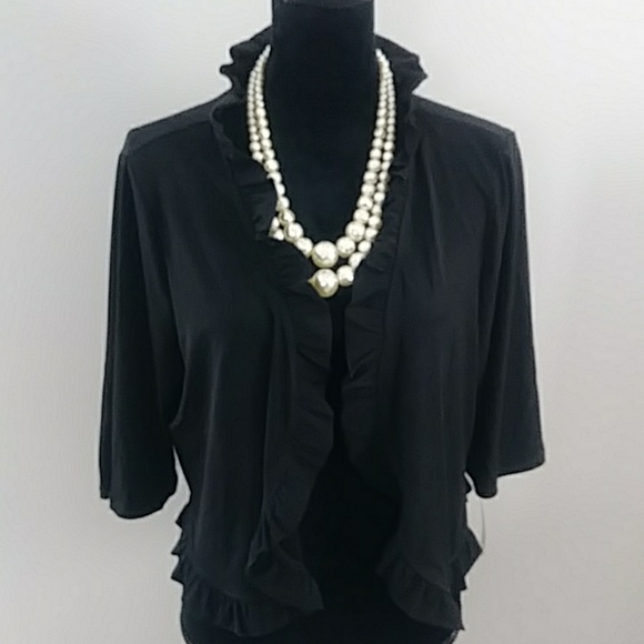 NWT GLAMOUR BLACK RUFFLE BOLERO JACKET SIZE 1X - Picture 5 of 8
